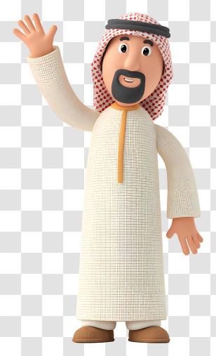 Arab Man Waving Hand - Smiling Man In Traditional Dress Transparent PNG