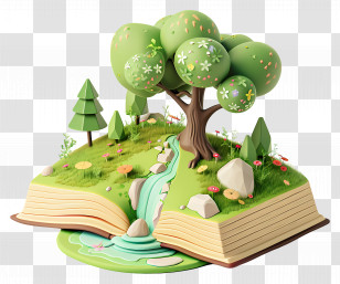 Animated Books - Illustrative Storybook With Scenic Nature Display Transparent PNG