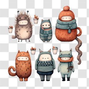 Winter Costume Animal - Cute Creatures In Winter Clothes Transparent PNG