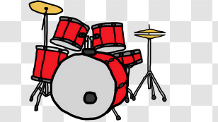 Music - Red Drum Set Illustration Transparent PNG