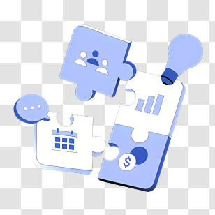 Icon - Puzzle Pieces With Icons Transparent PNG