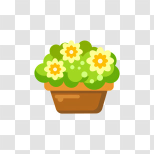 Potted Plants - Flower Pot With Yellow Flowers Transparent PNG