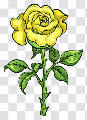 Yellow Rose - Yellow Rose With Stem Transparent PNG