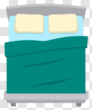 Bed Top View - Double Bed With Teal Blanket Transparent PNG