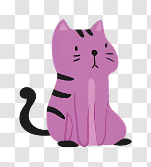 Black Cat - Purple Cartoon Sitting Cat Illustration Transparent PNG