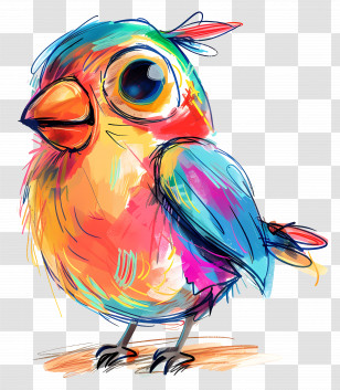 Bird - Colorful Doodle Bird Illustration Transparent PNG