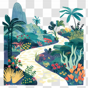 Garden Path - Beautiful Nature Path With Lush Greenery Transparent PNG