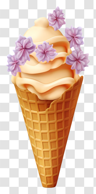 Ice Cream Cones - Ice Cream Cone With Flowers Transparent PNG