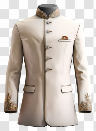 Indian Formal Wear - Elegant White Jacket Transparent PNG