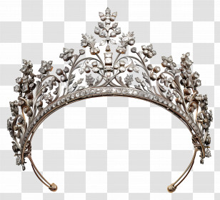 Tiara - Ornate Silver Tiara With Gemstones Transparent PNG