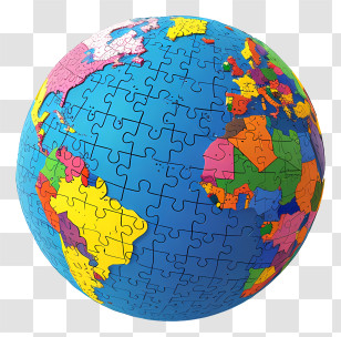 Globe - 3D Puzzle Globe With Colorful Continents Transparent PNG