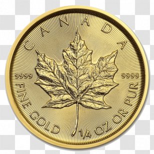 Canadian Gold Maple Leaf Ounce Bullion Coin - Currency Transparent PNG
