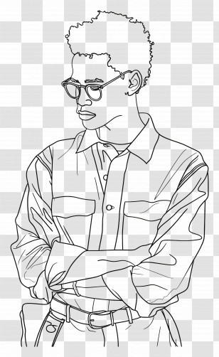 Student - Line Art Of Man With Glasses Transparent PNG