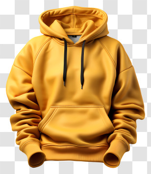 Hoodie - Yellow Hoodie With Drawstrings Transparent PNG