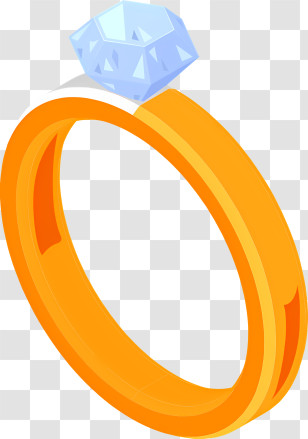 Icon - Illustration Of A Golden Ring With Shining Diamond Transparent PNG
