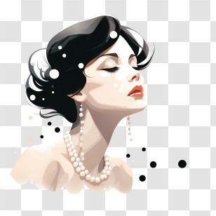 Wear Your Pearls Day - Elegant Woman With Pearls Portrait Transparent PNG