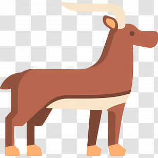 Antelope - Cartoon Antelope With Curved Horns Illustration Transparent PNG