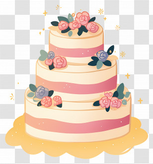Wedding Cake - Decorative Tiered Cake With Floral Patterns Transparent PNG