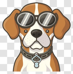 Cartoon - Stylish Dog With Sunglasses And Collar Transparent PNG