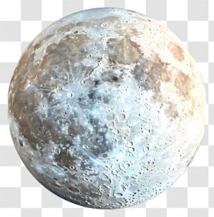Full Moon - Detailed Moon Illustration With Craters Transparent PNG