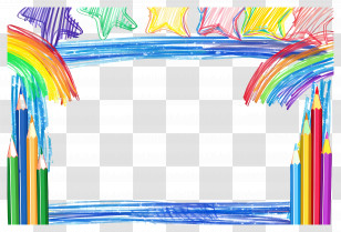 Cute Frame - Rainbow And Pencils Art Frame Transparent PNG