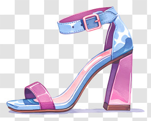 Vaporwave Heeled Shoe - Colorful High Heel Shoe Illustration Transparent PNG