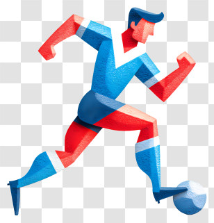 Soccer Player And Football - Dynamic Soccer Player Illustration Transparent PNG