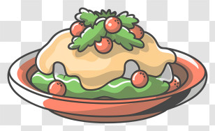 Cartoon - Delicious Plated Dish Transparent PNG