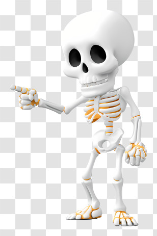 Cute Halloween Character Pointing - Pointing Cartoon Skeleton Transparent PNG