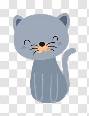 Black Cat - Smiling Gray Cat Illustration Transparent PNG