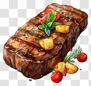Cooked Steak - Grilled Steak With Vegetables Transparent PNG