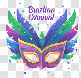 Brazilian Carnival - Brazilian Carnival Mask With Feathers Transparent PNG