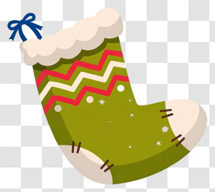 Christmas Stocking - Green Christmas Stocking With Red And White Patterns Transparent PNG