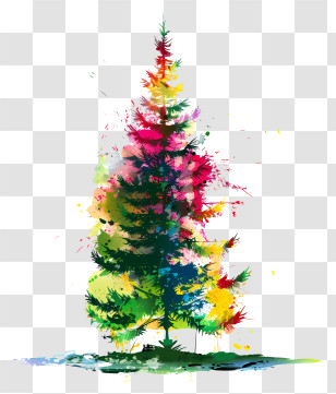 Fir Tree - Colorful Christmas Tree Illustration Transparent PNG
