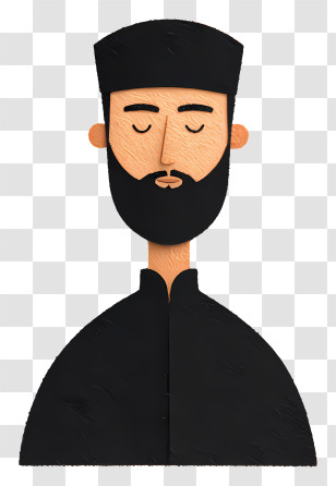 Muslim Man - Illustrated Bearded Man In Black Transparent PNG