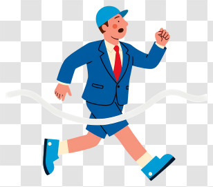Man Crossing Finish Line - Casual Businessman Running Transparent PNG