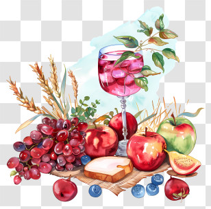 Shavuot - Fruit And Wine Still Life Transparent PNG