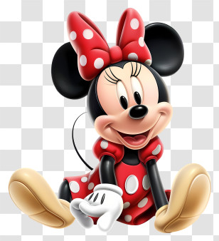 Minnie - Cartoon Mouse Character In Red Polka Dot Dress Transparent PNG