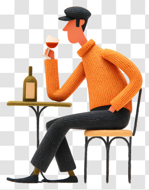 Man Drinking Whiskey - Man Relaxing With Wine Illustration Transparent PNG