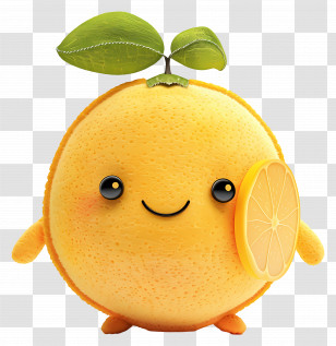 3d Lemon - Cute Orange Fruit With Slice Transparent PNG