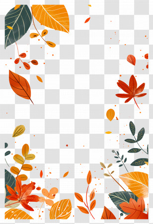 Autumn Background - Autumn Inspired Frame With Colorful Leaves Transparent PNG