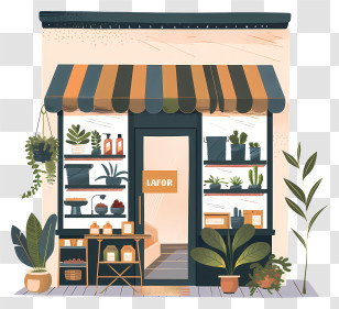 Street Shop - Charming Plant Shop Storefront Illustration Transparent PNG