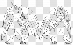 Line Art Drawing Dragon Fursuit - Flower - The Falling Feather Transparent PNG
