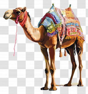 Pushkar Camel Fair - Decorated Camel With Colorful Saddle Transparent PNG