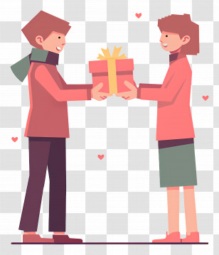 People Exchanging Gifts - Couple Exchanging Gifts Transparent PNG
