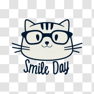 World Smile Day - Cat With Glasses For Smile Day Transparent PNG
