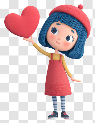 Girl Giving Heart - Girl Holding Heart Transparent PNG