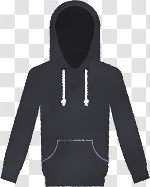 Cartoon - Black Hoodie With White Strings Transparent PNG