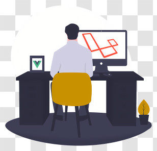 Programming - Person Working At Desk With Computer Transparent PNG