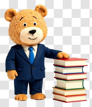 Bear Student - Business Teddy Bear With Books Transparent PNG